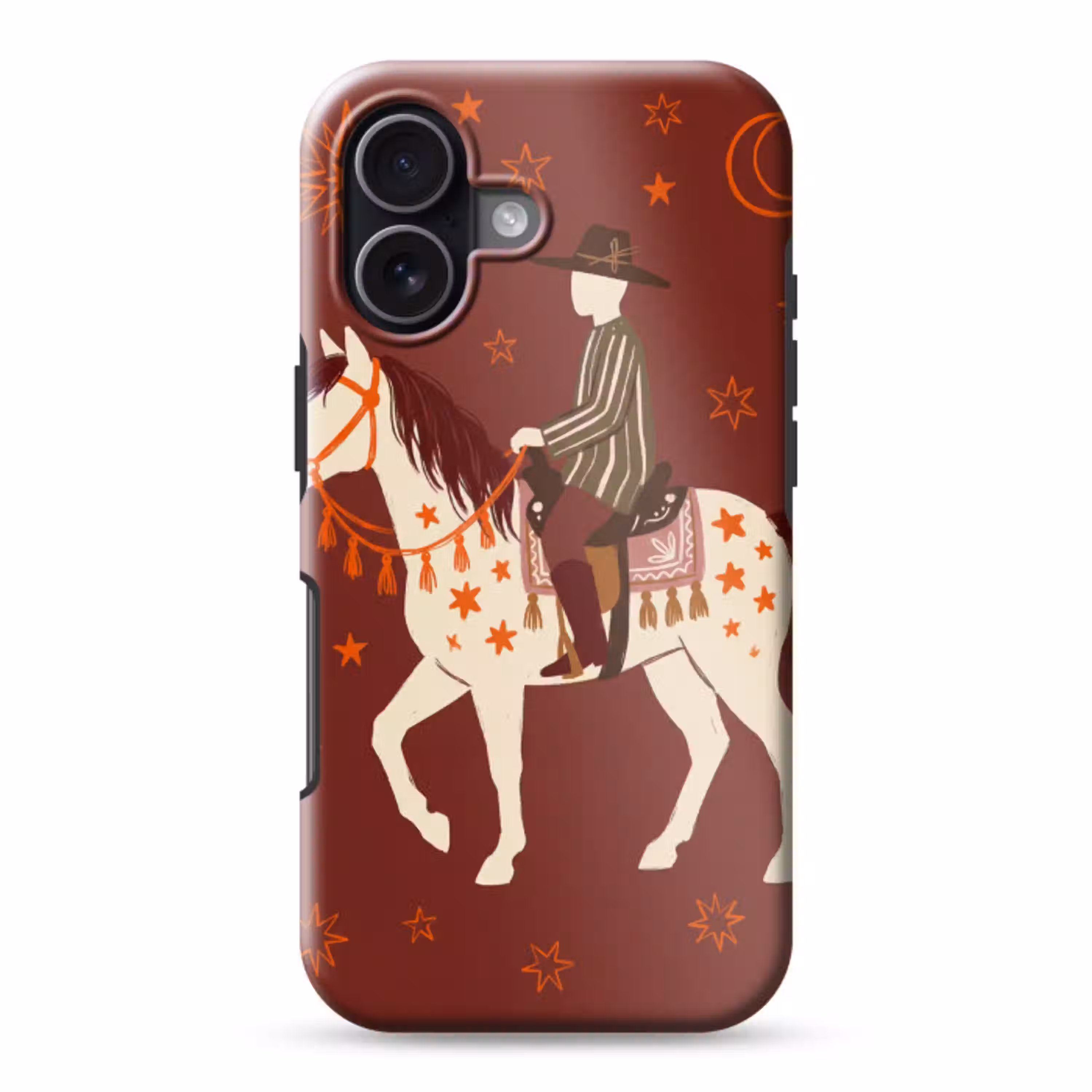 Paard - Ruiter - Sterren - Nacht - Illustratie Toughcase MagSafe Apple iPhone 17 klein -3d