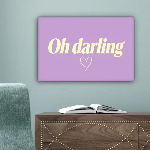 Oh darling - Hart - Paars canvas 2cm klein -sfeer4