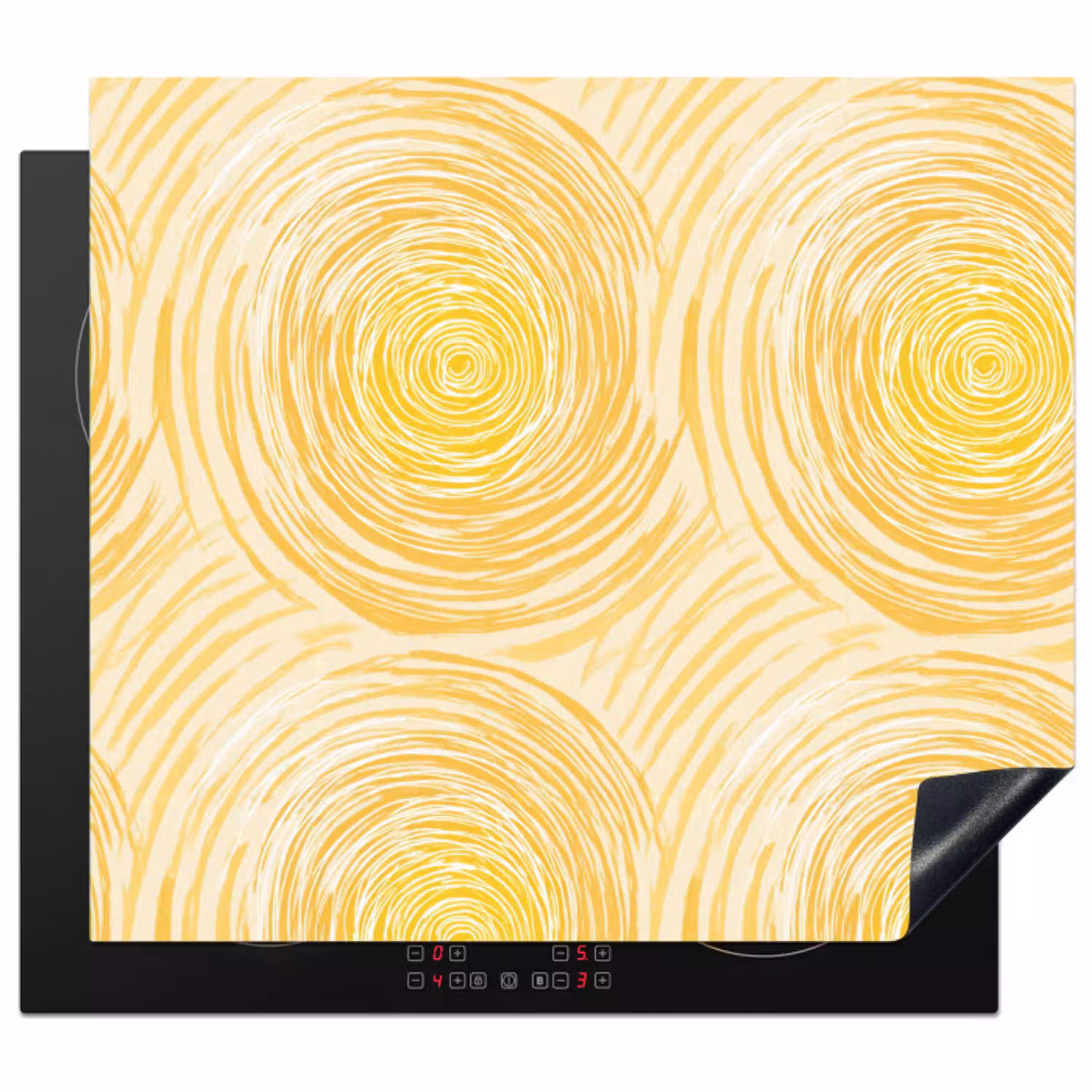 Cirkels - Abstract - Artistiek - Geel Inductie beschermer vinyl 3mm middel 274 -3d
