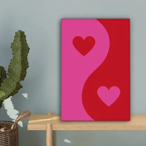 Minimalistisch - Rood - Roze - Hartjes canvas 2cm klein -sfeer4