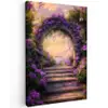 Poort - Paars - Bloemen Tuinposter op houten frame 2 cm dik klein -3d
