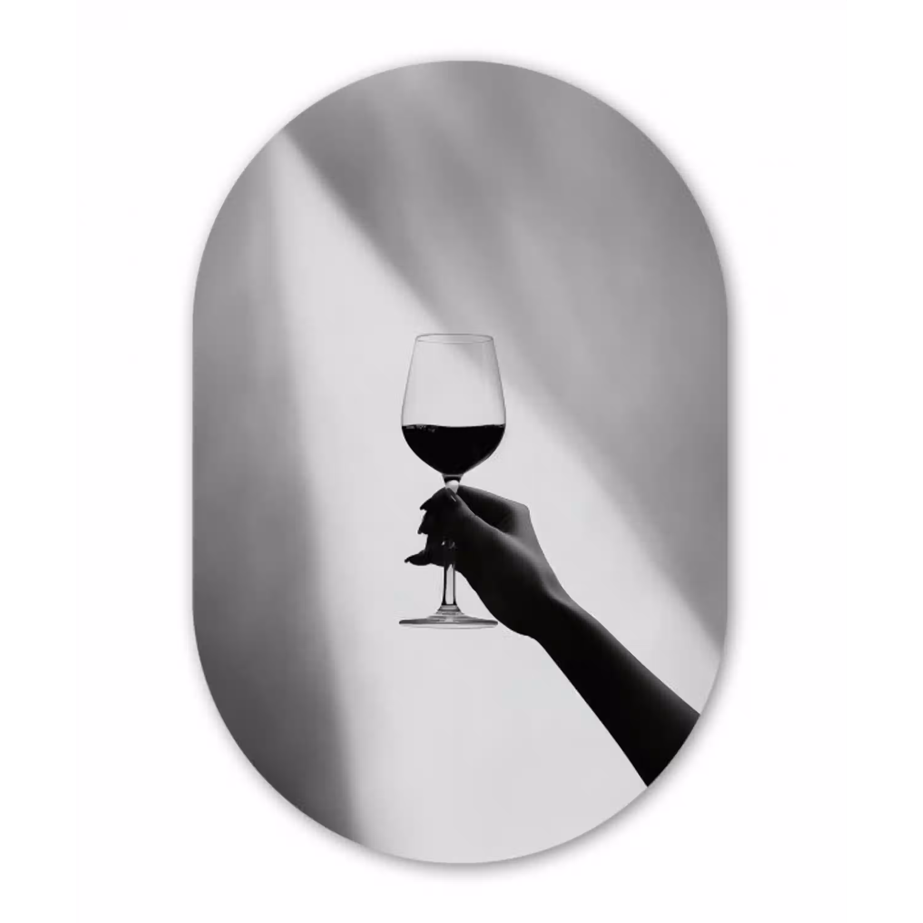 Lichtinval - Wijn - Rood - Glas Wandcirkel Ovaal Glas middel -3d