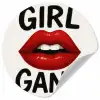 Lip - Girl - Rood - Letters Wandcirkel behangsticker klein -3d