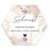 Abstract beige - Sierlijk Naambord Hexagon klein -3d