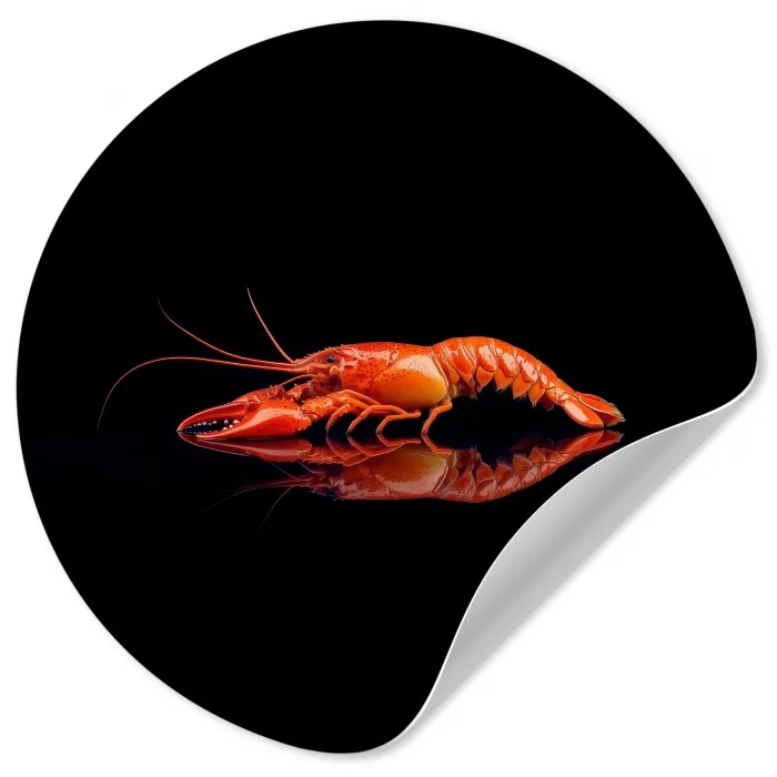 Kreeft - Oranje - Zwart - Opvallend Wandcirkel behangsticker klein -3d