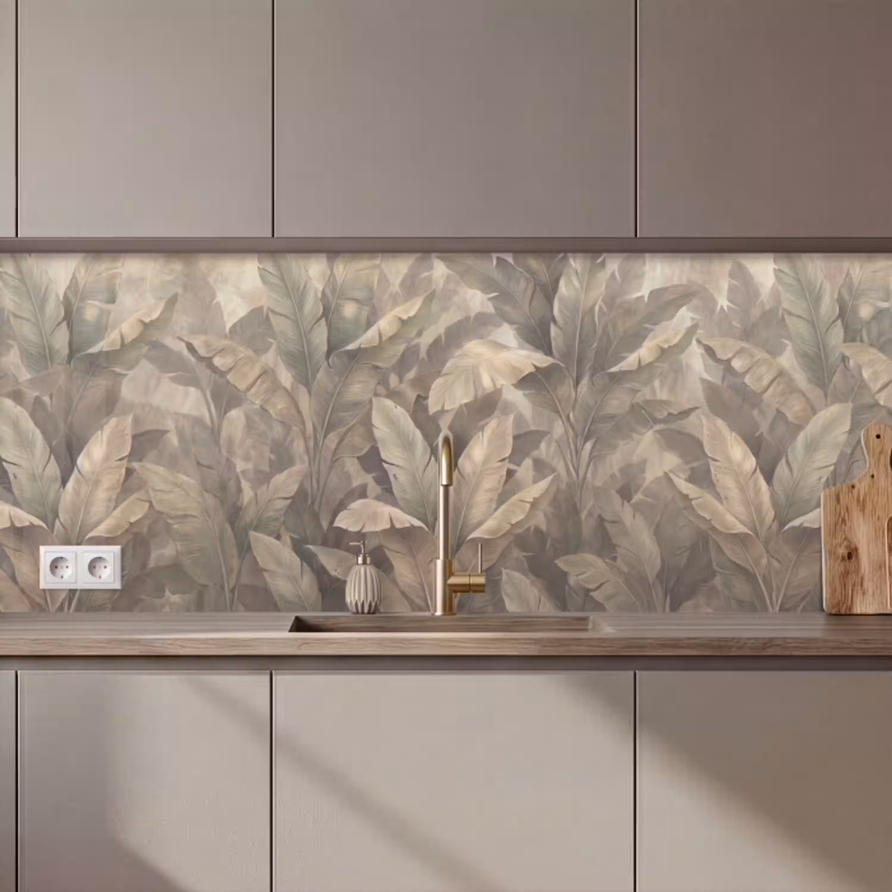 Bladeren - Tropisch - Natuur - Modern - Beige keuken achterwand 2 middel zz_3dshopping