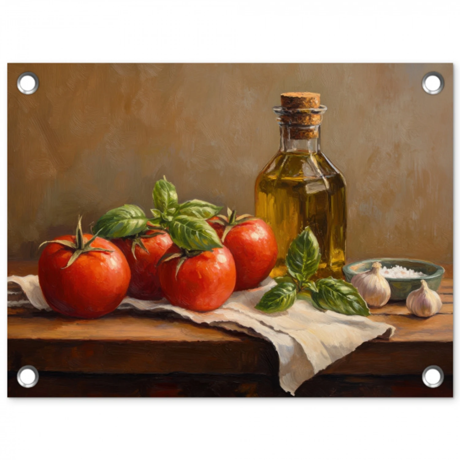 Tomaten - Olijfolie - Stilleven tuinposter los doek klein -3d