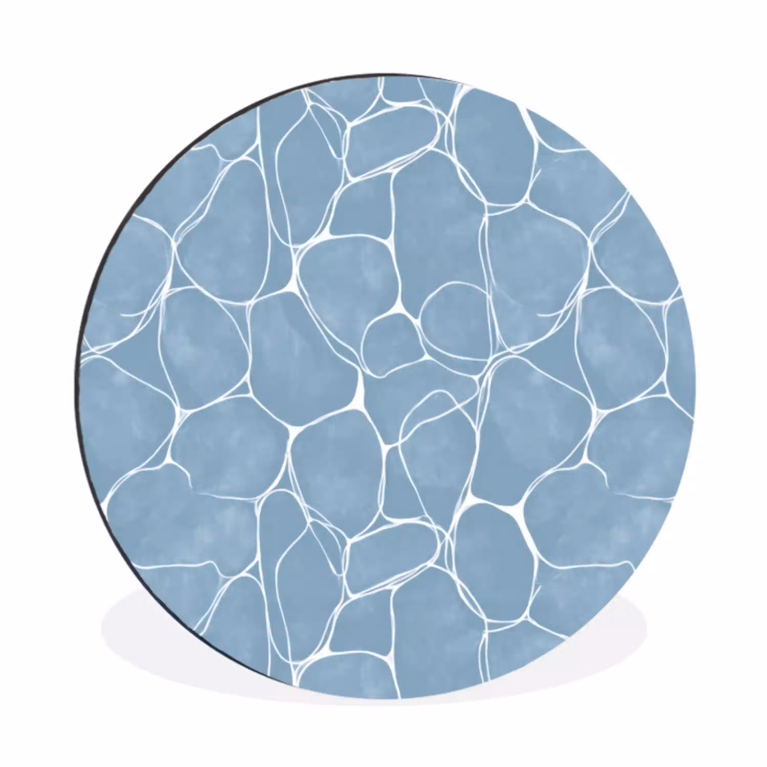 Organisch - Patroon - Blauw Wandcirkel aluminium klein 190 -3d
