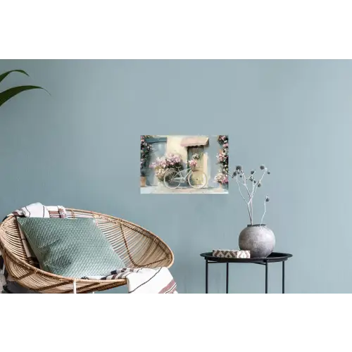 Fiets - Pastelkleuren - Bloemen Muursticker klein -plant