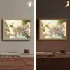 Bloesems - Wit - Zonnestralen -  Bloemblaadjes Light Box met batterij (Wandlamp) middel -sfeer3