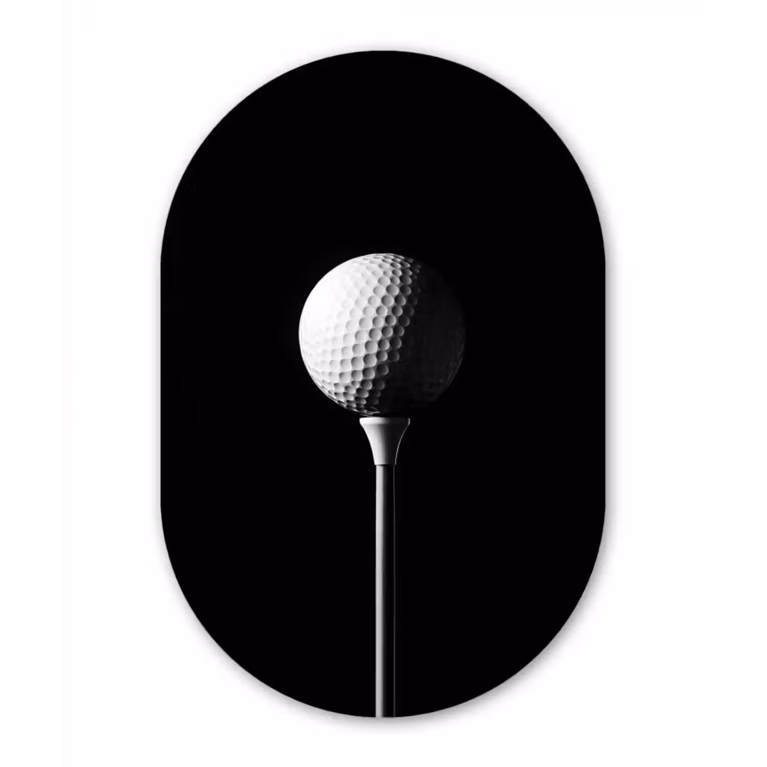 Glasbild Oval - Golfball - Minimalistisch - Weiß
