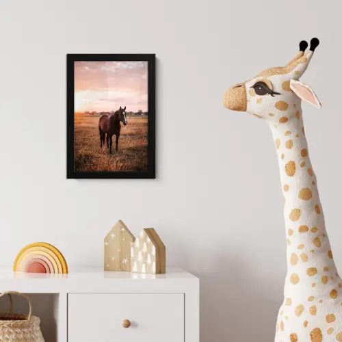 Paard - Zonsondergang - Bruin fotolijst zwart zonder passe partout klein -usfeer4_kinderkamer