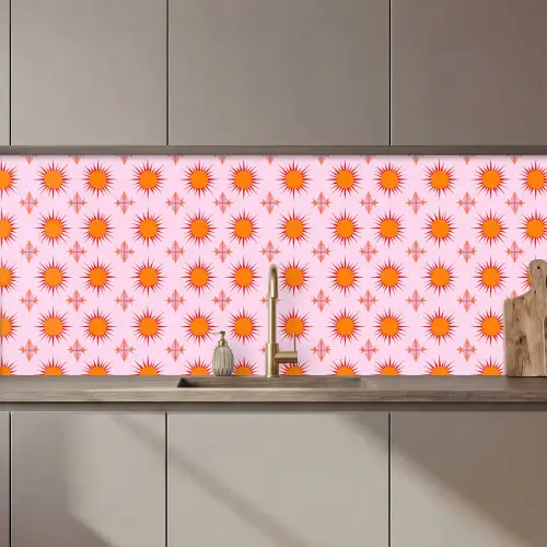 Zon - Patroon - Roze keuken achterwand 2 middel 871 zz_3dshopping