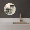 Fiets - Pastelkleuren - Bloemen KitchenYeah - Keuken - Wandcirkel Forex klein -sfeer1