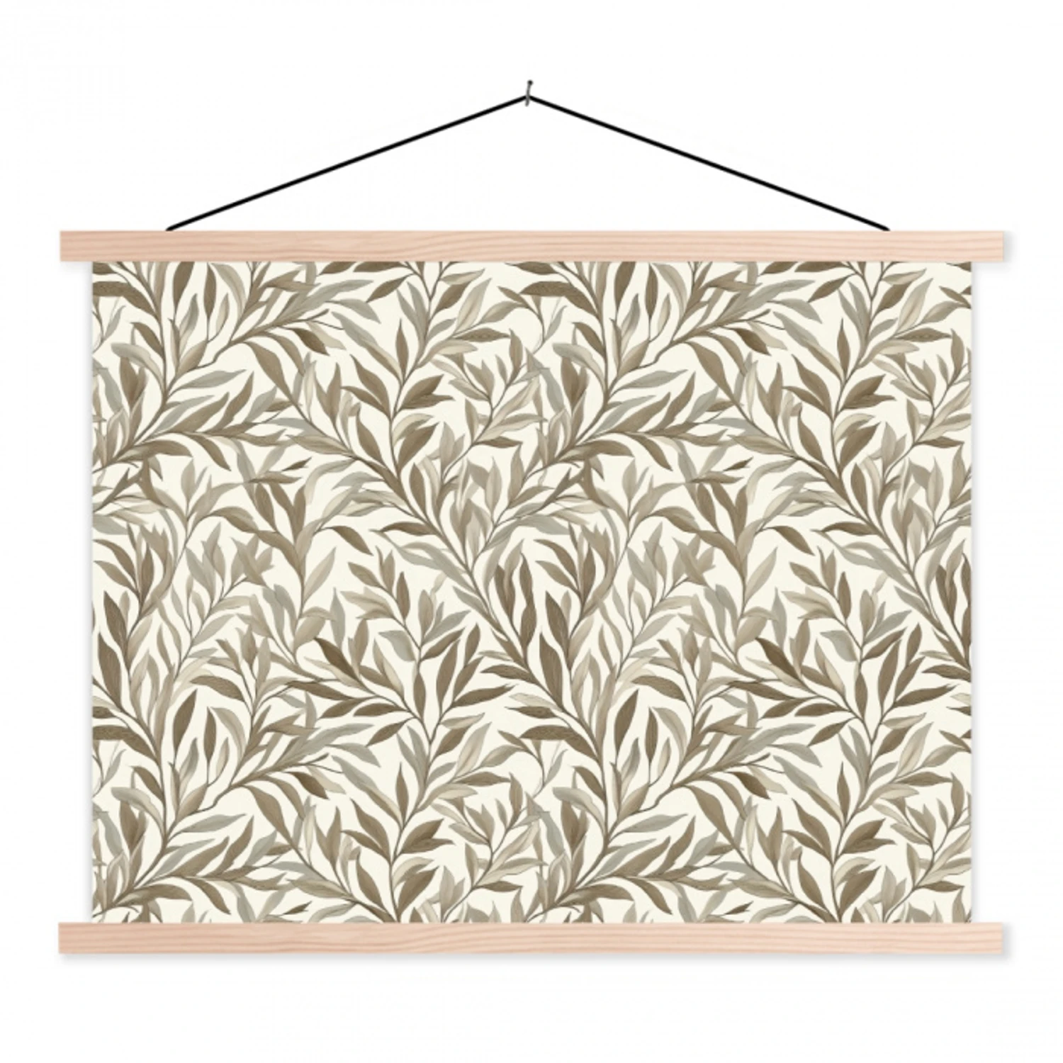 Takken - Botanisch - Taupe textielposter latten blank klein 122 -3d