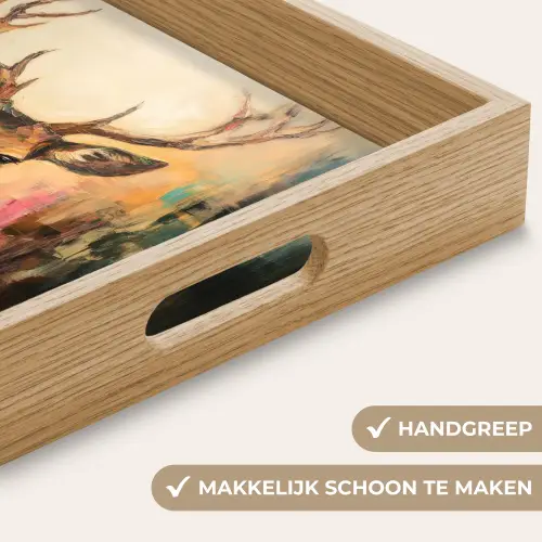 Hert - Geverfd - Gewei - Bruin Dienblad Rechthoek middel -USP_HandgreepNL