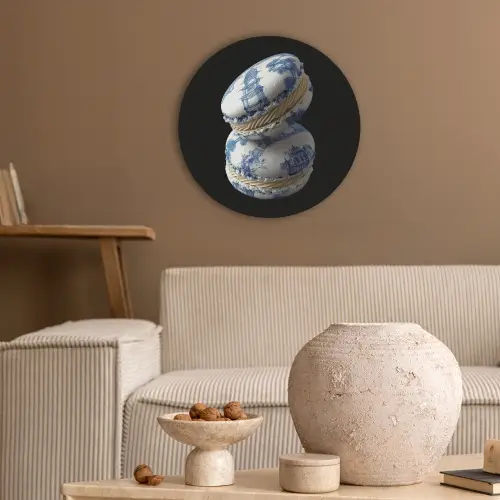 Eten - Macarons - Delfts blauw - Koekjes Akoestische PET Vilt - Rond klein -sfeer1