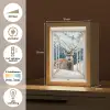 Hert - Winterlandschap - Natuur - Dieren - Doorkijk - Bergen Light Box met kabel (Tafellamp) klein -USP_NL