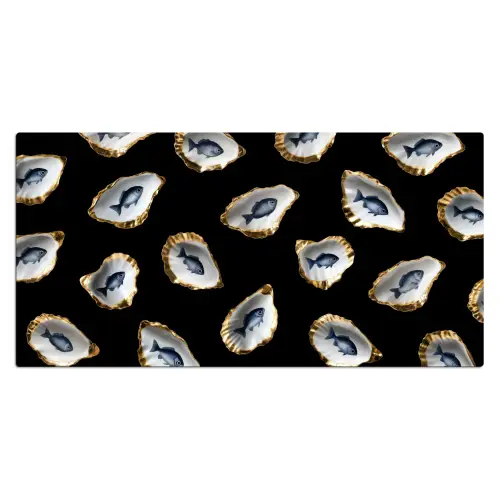 Oesters - Vissen - Blauw - Goud Muismat XXL klein -3d_leeg
