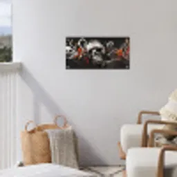 Schedels - Kunst - Donker - Rood tuinposter los doek klein -sfeer8