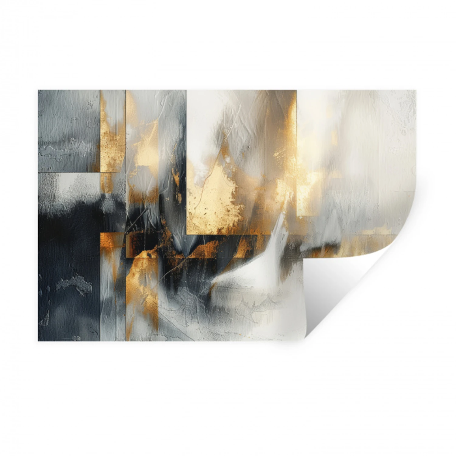 Kunst - Goud - Zilver - Abstract Muursticker klein -3d