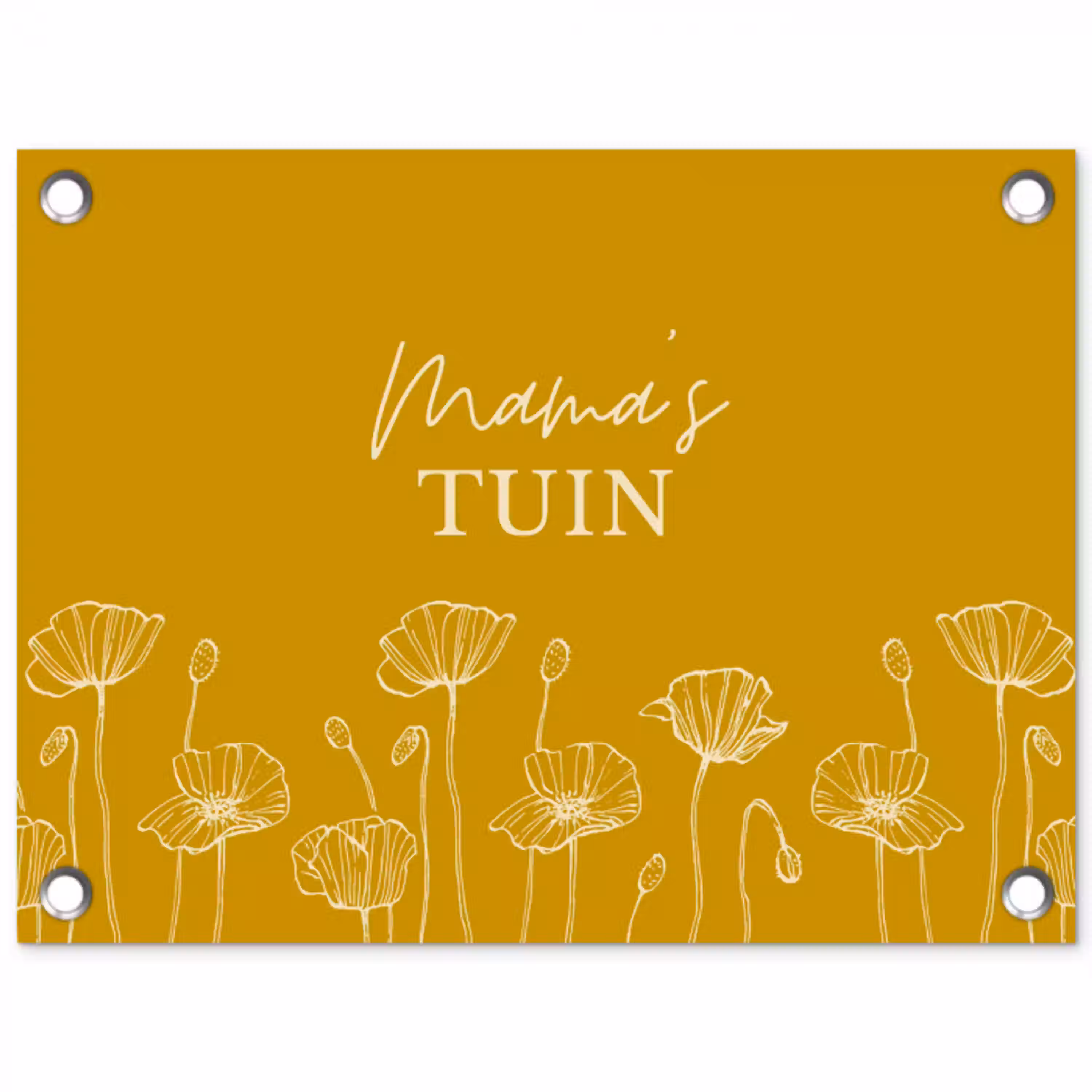 Mama's Tuin op Gele Achtergrond tuinposter los doek klein -3d