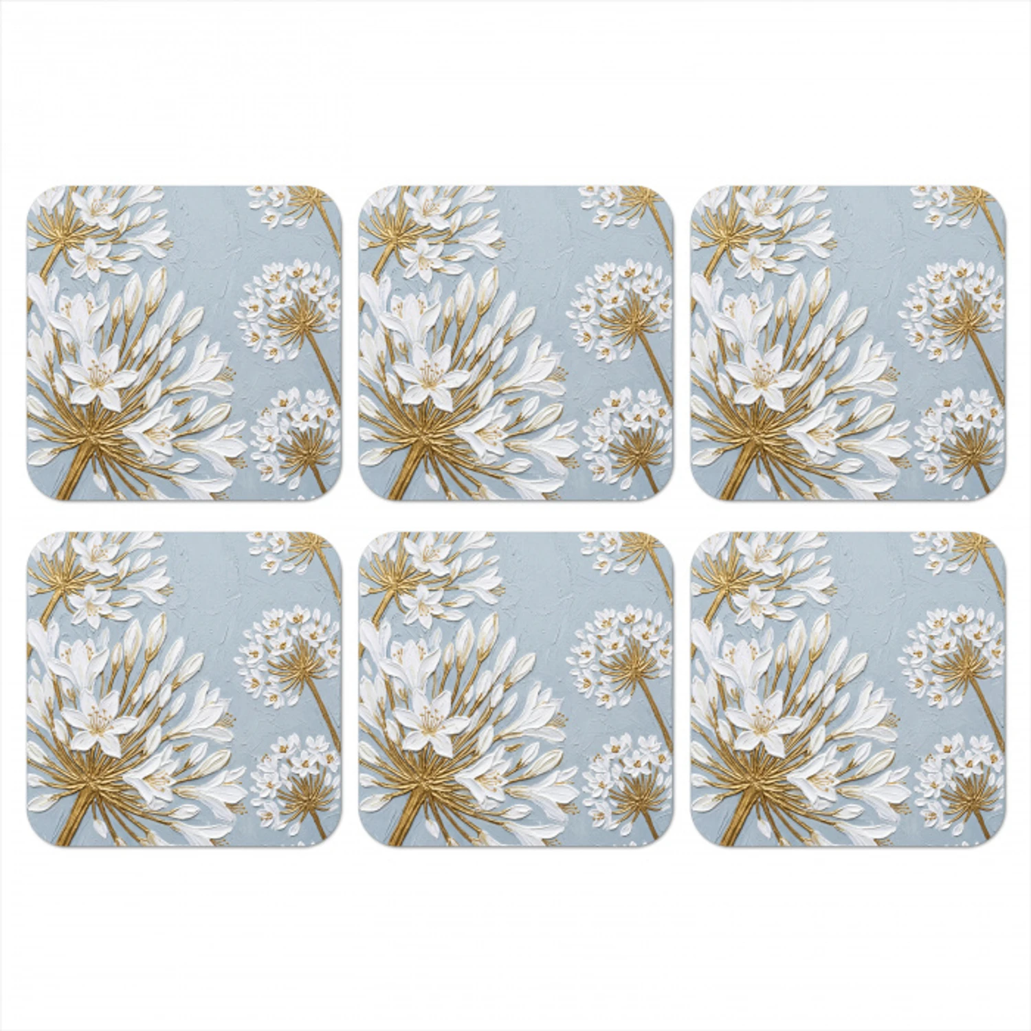 Illustratie - Bloemen - Blauw onderzetter kurk middel -3d