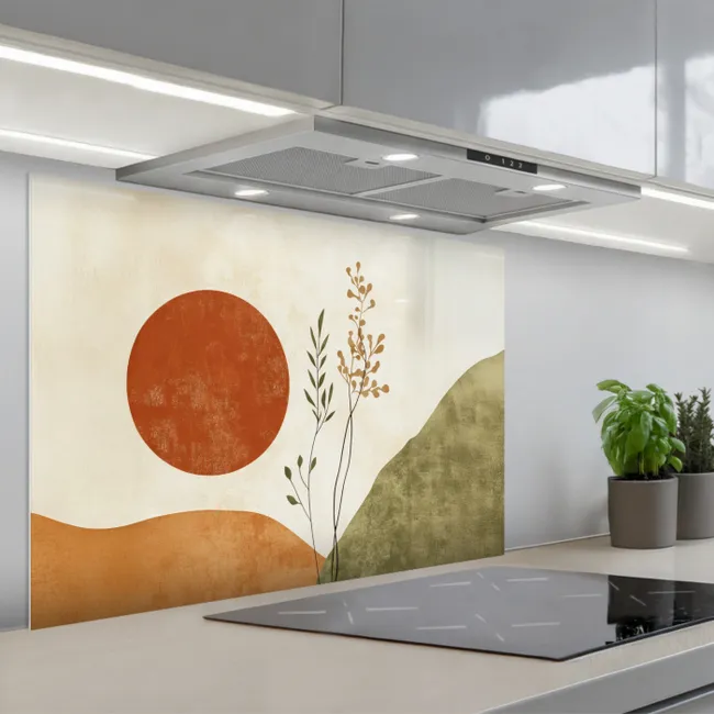 Kitchen Splashback - Sun - Abstract - Branches - Orange