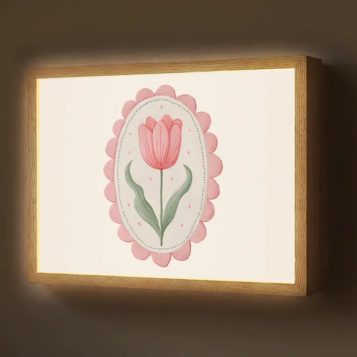Tulp - Lijst - Ovaal - Illustratie Light Box met batterij (Wandlamp) middel -z3d_website