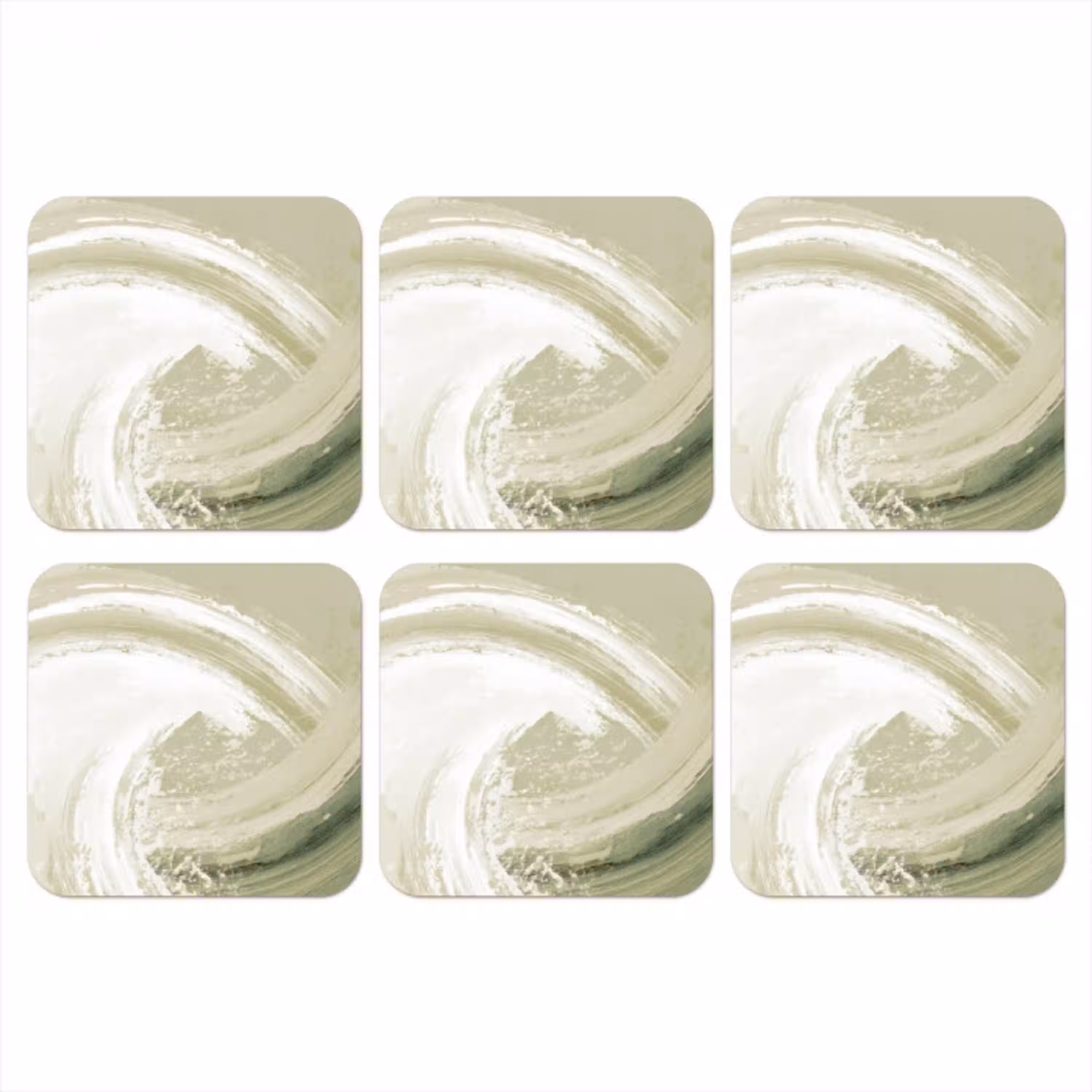 Abstract - Penseelstreken - Golven - Groen onderzetter kurk middel -3d