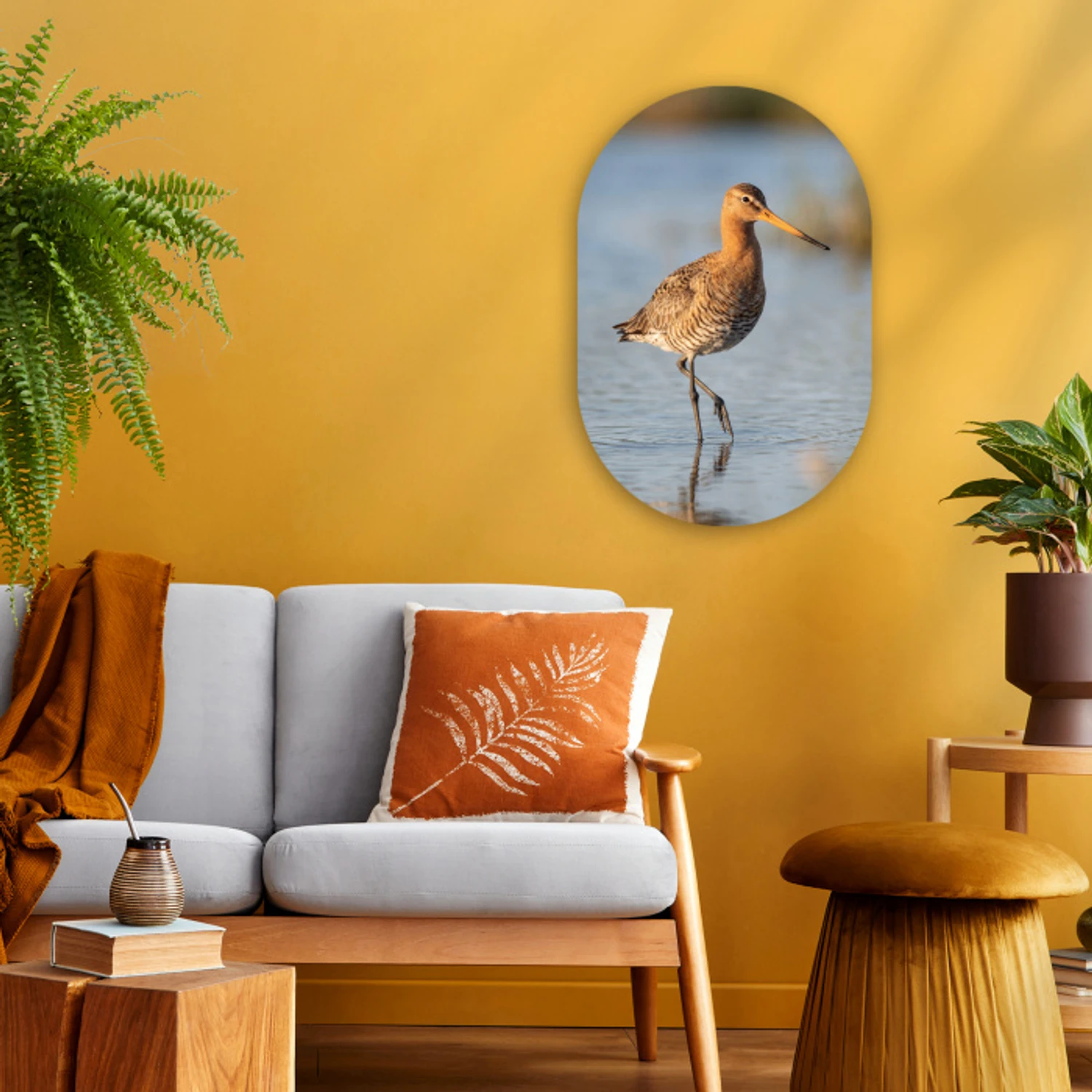 Vogel - Steltloper - Water - Natuur Wandcirkel Ovaal Forex klein -sfeer4
