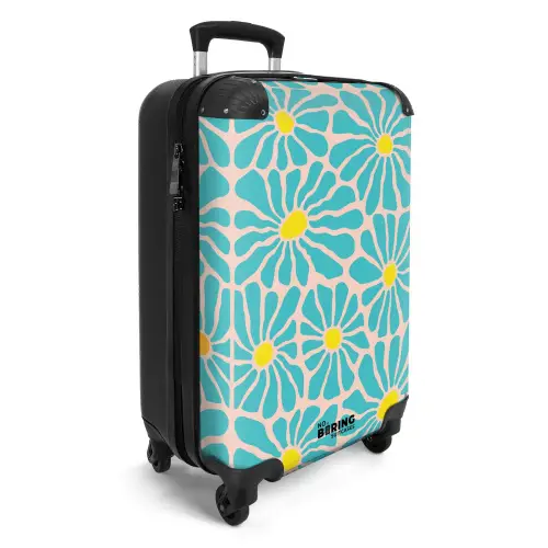 Pastel bloemen - Blauw NBS - Handbagage koffer - Kinderen Unisex middel -productfoto_3d