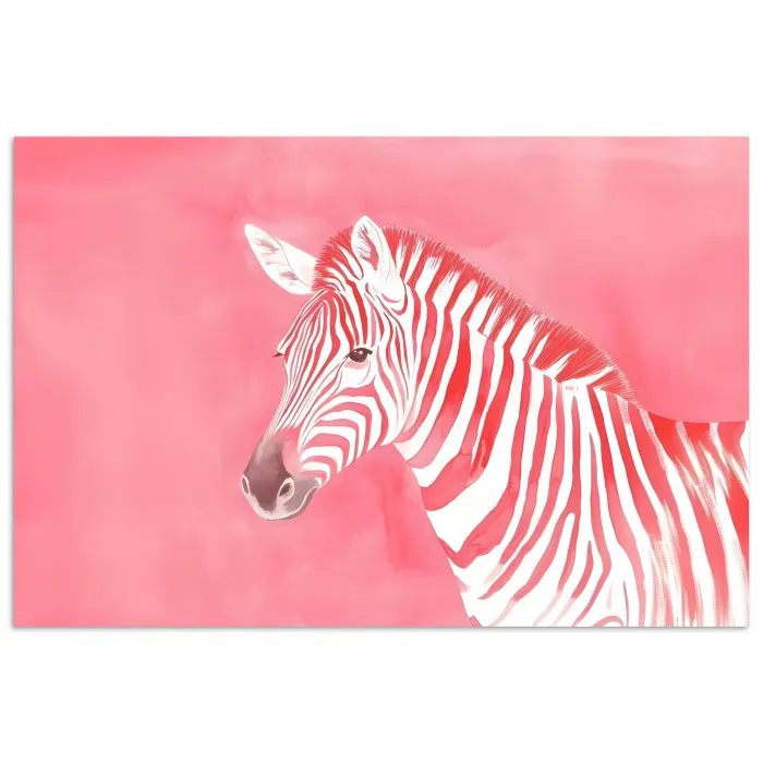 Zebra - Pink - Verf poster papier klein -3d