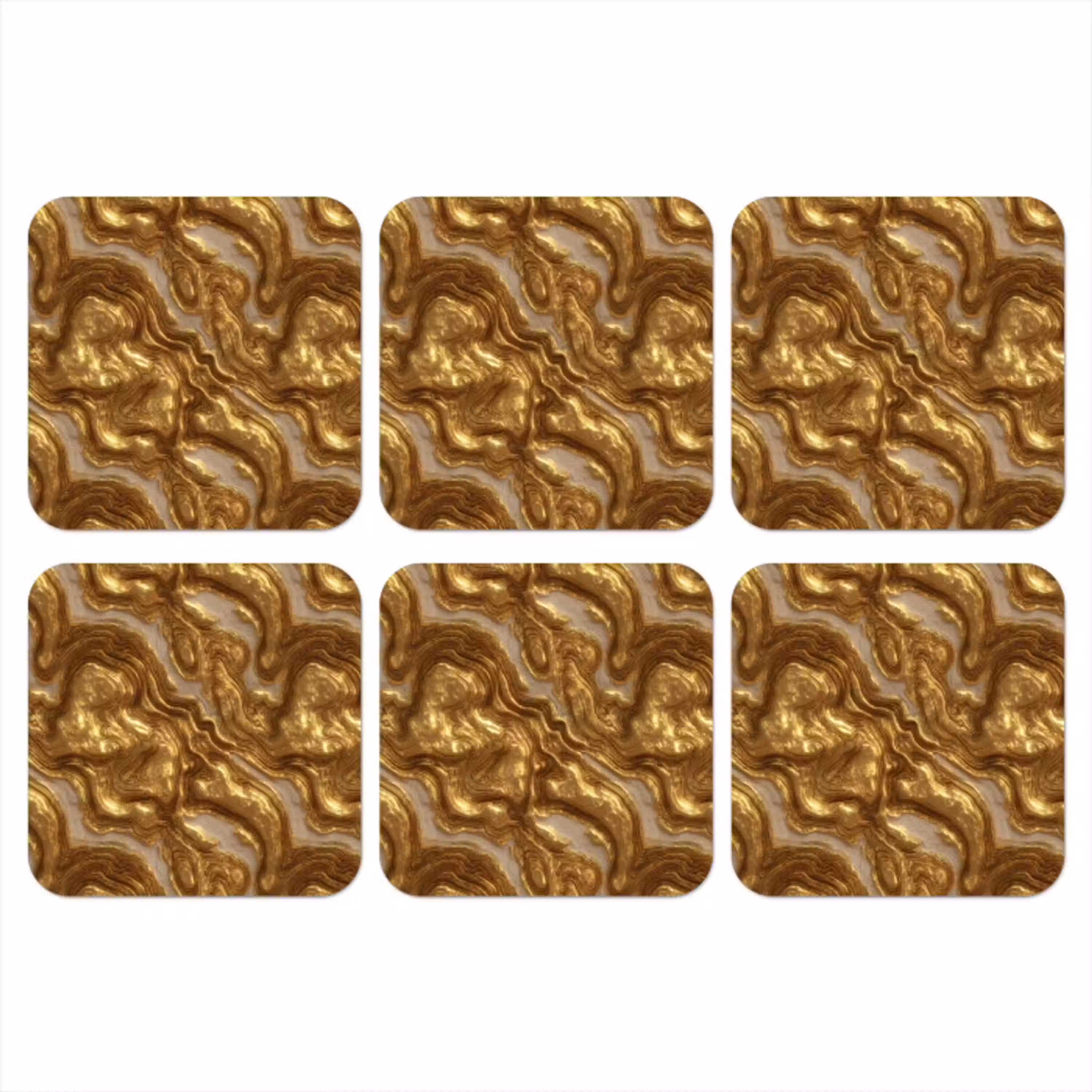 Golven - Organisch - Goud - Crème onderzetter kurk middel 366 -3d