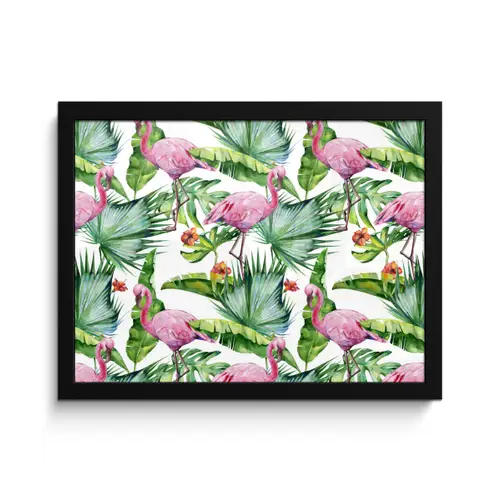 Inductie beschermer - Bladeren - Flamingo - Jungle - Inductiemat fotolijst zwart zonder passe partout klein -3d