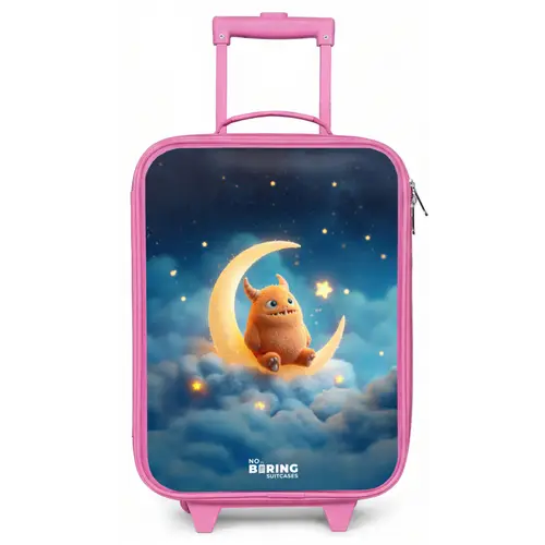Oranje monster op maansikkel Kinderkoffer - Roze klein -zz3dotto