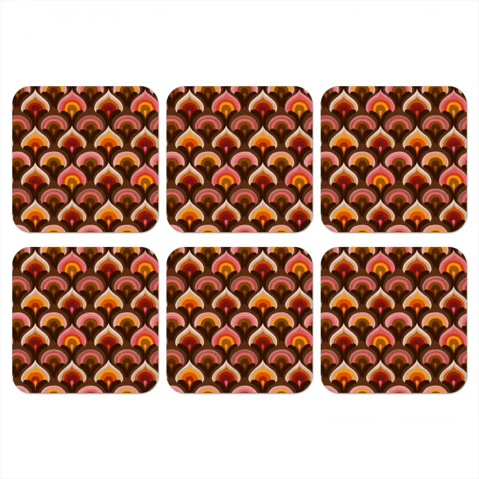 Patroon - Retro - Kleurrijk onderzetter kurk middel 366 -3d