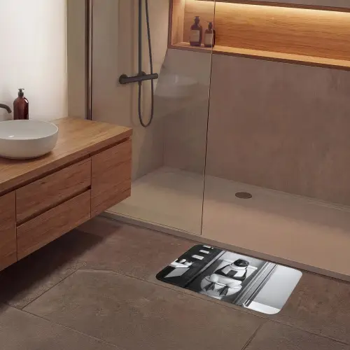 Pinguïn - Telefoon - Toilet - Zwart - Wit Badmat klein -sfeer2