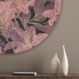 Lelies - Patroon - Paars - Goud Akoestische PET Vilt - Rond klein 838 -sfeer5_closeup