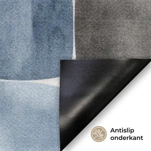 Patroon - Blauw - Vierkanten Deurmat klein -antislip_NL
