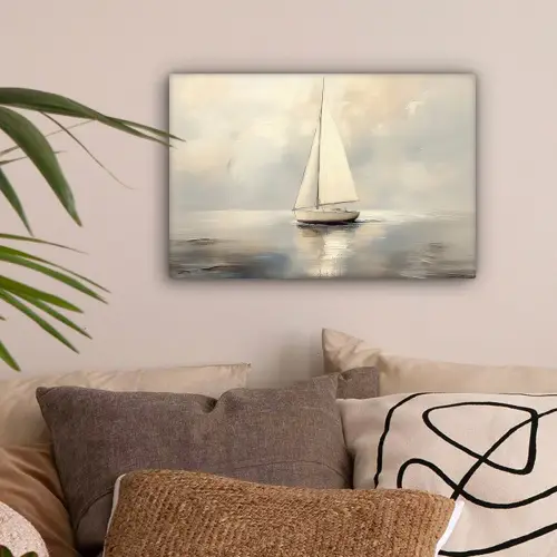 Zeilschip - Zee - Bewolkt canvas 2cm klein -sfeer1