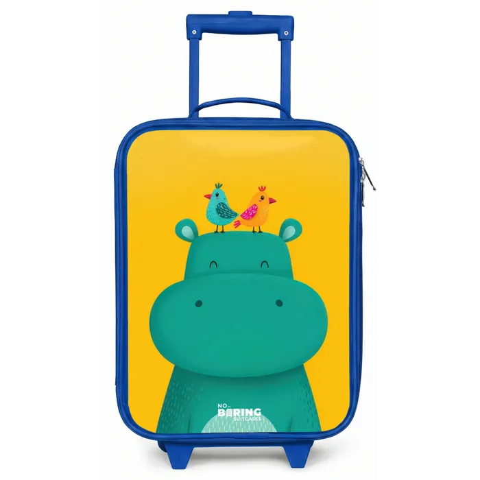 Nijlpaard - Vogels - Geel Kinderkoffer - Blauw klein -zz3dotto