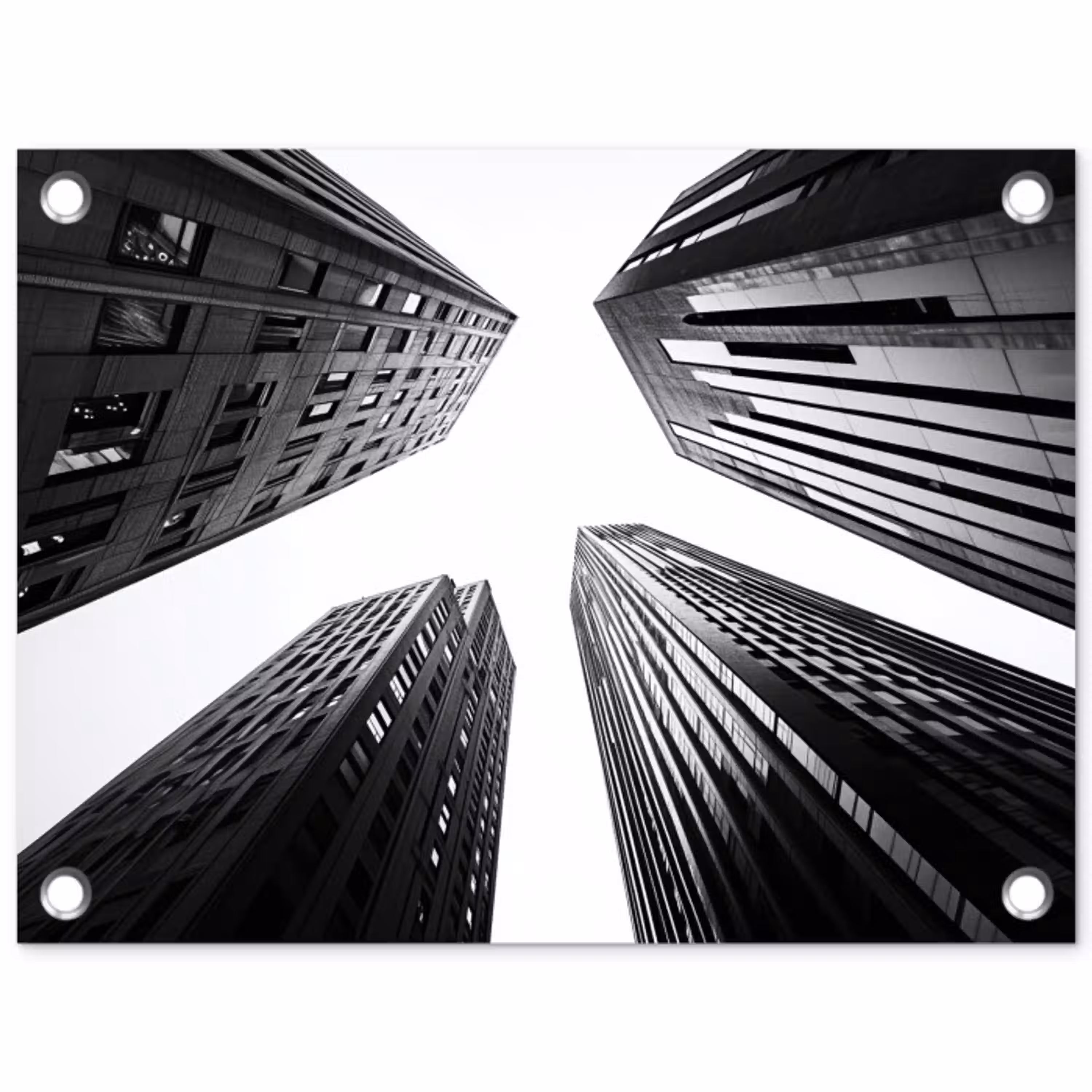 Gebouwen - Lucht - Zwart tuinposter los doek klein -3d