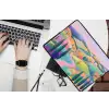 Landschap - Paars - Pastel - Huizen laptophoes neopreen klein -bureau
