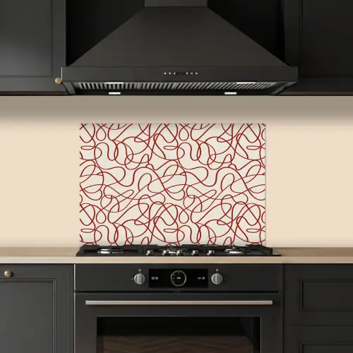 Lijnen - Abstract - Rood - Beige keuken achterwand spatscherm klein 900 -sfeer1