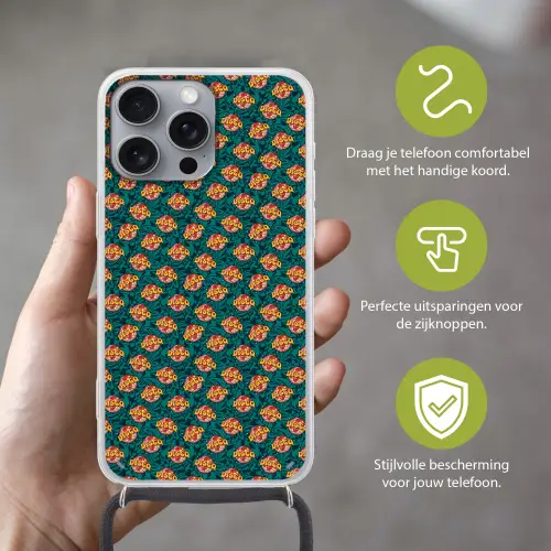 Groen - Disco - Patroon Hoesje iPhone 16 Pro Max met koord klein 804 -sfeer2_NL