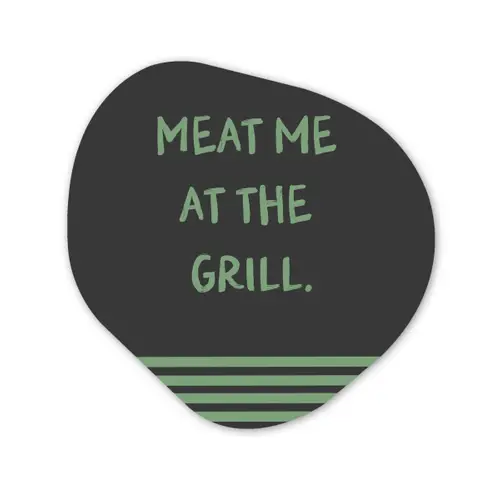 Quote - Groen - Grill - Zomer Wandcirkel Organisch Aluminium middel -3d