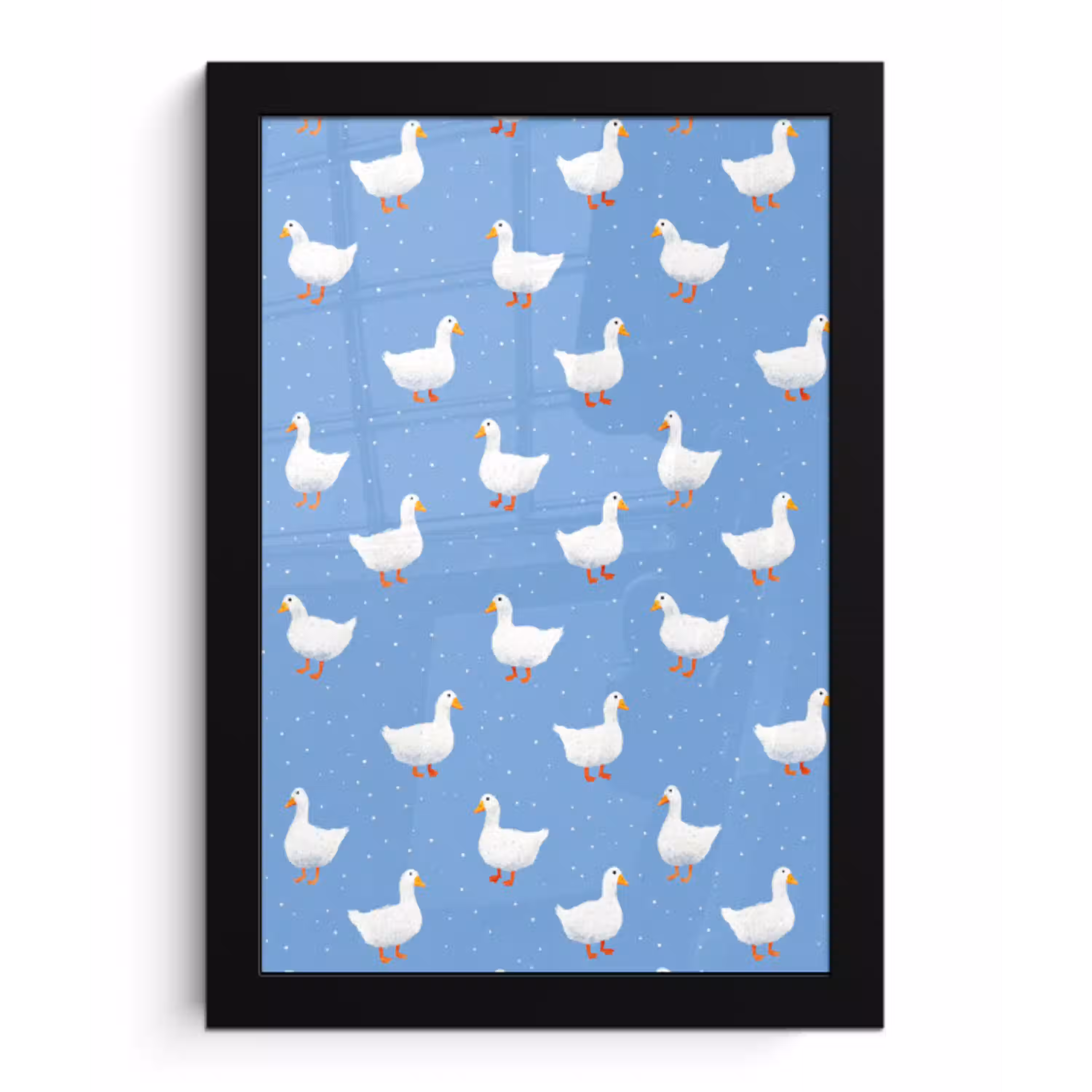 Ganzen - Elegant - Blauw fotolijst zwart zonder passe partout klein 224 -3d
