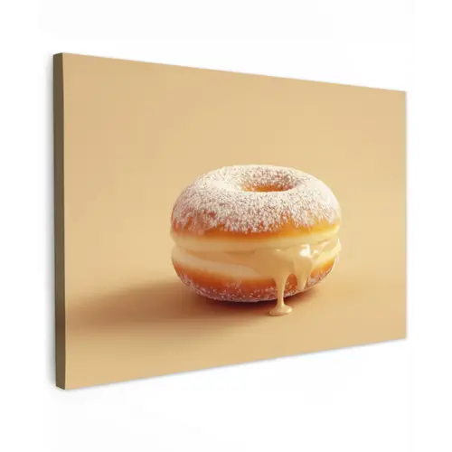 Donut - Romig - Poedersuiker - Beige Tuinposter op houten frame 2 cm dik klein -3d