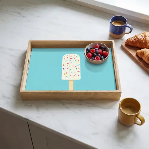 Ijsje - Stokje - Sprinkles - Lichtblauw Dienblad Rechthoek middel -sfeer2